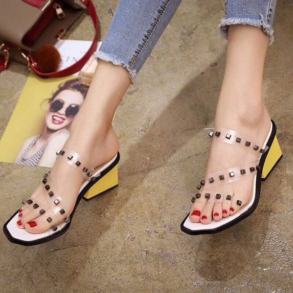 women slippers sandals fashion open toe slip on outdoor slippers summer thick heels rivet summer, Black
women slippers sandals fashion open toe slip on outdoor slippers summer thick heels rivet summer, Black