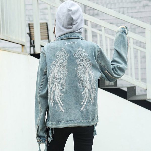 trend-setter 2018 spring casual denim jacket hooded women wing embroidery bf style hole jacket and coat with zipper sleeve, Black;brown
trend-setter 2018 spring casual denim jacket hooded women wing embroidery bf style hole jacket and coat with zipper sleeve, Black;brown