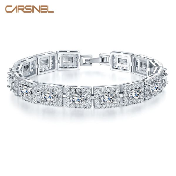 carsinel 5 color zircon stone 17cm square bracelet for women european style authentic silver color jewelry christmas gift br0135, Black
carsinel 5 color zircon stone 17cm square bracelet for women european style authentic silver color jewelry christmas gift br0135, Black