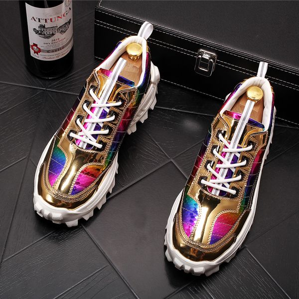 2020 new men fashion casual shoes autumn bling patent leather thick bottom sneakers male youth trending shoes for web celebrity, Black
2020 new men fashion casual shoes autumn bling patent leather thick bottom sneakers male youth trending shoes for web celebrity, Black