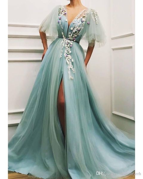 a line tulle v neck cocktail party dresses long 2018 prom dress side cuts elegant evening formal gown, Black
a line tulle v neck cocktail party dresses long 2018 prom dress side cuts elegant evening formal gown, Black