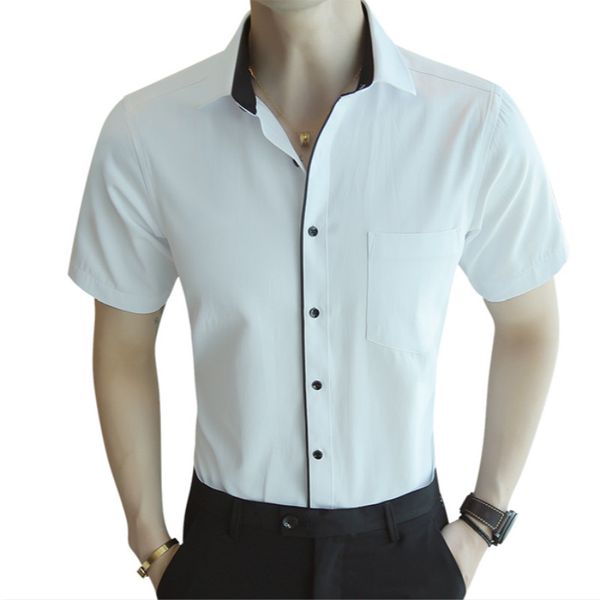 2019 new men casual shirt slim cotton dress shirt men's large size short sleeve black twill breathable do justice male 5xl, White;black
2019 new men casual shirt slim cotton dress shirt men's large size short sleeve black twill breathable do justice male 5xl, White;black
