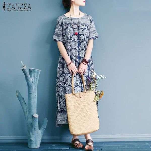 summer sundress zanzea women vintage floral printed short sleeve pockets linen dress femme casual midi vestido femininas party, Black;gray
summer sundress zanzea women vintage floral printed short sleeve pockets linen dress femme casual midi vestido femininas party, Black;gray