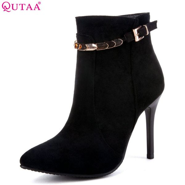 qutaa 2019 flock fashion women ankle boots platform zipper pointed toe thin high heel winter boots women big size 34-43, Black
qutaa 2019 flock fashion women ankle boots platform zipper pointed toe thin high heel winter boots women big size 34-43, Black