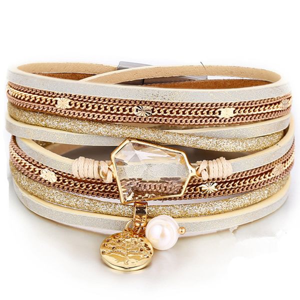 diezi bohemian fashion white rhinestone pearl wrap bracelets for women magnet buckle pu leather sports chain bracelets bangles, Silver
diezi bohemian fashion white rhinestone pearl wrap bracelets for women magnet buckle pu leather sports chain bracelets bangles, Silver