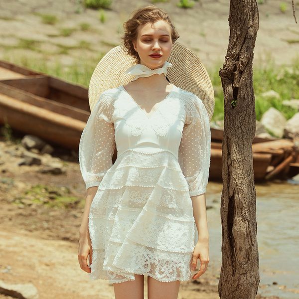 chiffon polka dot embroidered v-neck lantern sleeve lace skirt beach seaside vacation skirt sweet bubble sleeve fairy cake dress, White;black
chiffon polka dot embroidered v-neck lantern sleeve lace skirt beach seaside vacation skirt sweet bubble sleeve fairy cake dress, White;black