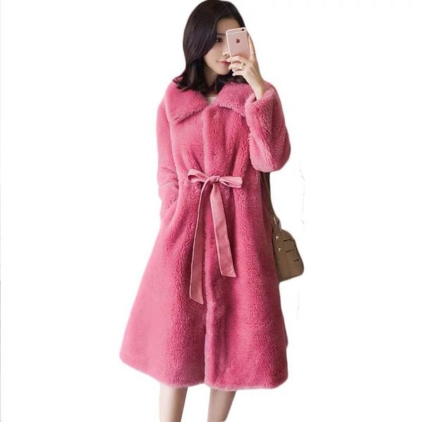 2019 winter women vintage natural lamb sheep shearing fur coat female plush lace up wool flocking overcoat real fur coat k296, Black
2019 winter women vintage natural lamb sheep shearing fur coat female plush lace up wool flocking overcoat real fur coat k296, Black