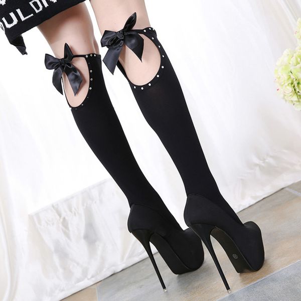 women autumn winter boots butterfly-knot socks knee-high boots platform thigh high women party shoes biker, Black
women autumn winter boots butterfly-knot socks knee-high boots platform thigh high women party shoes biker, Black
