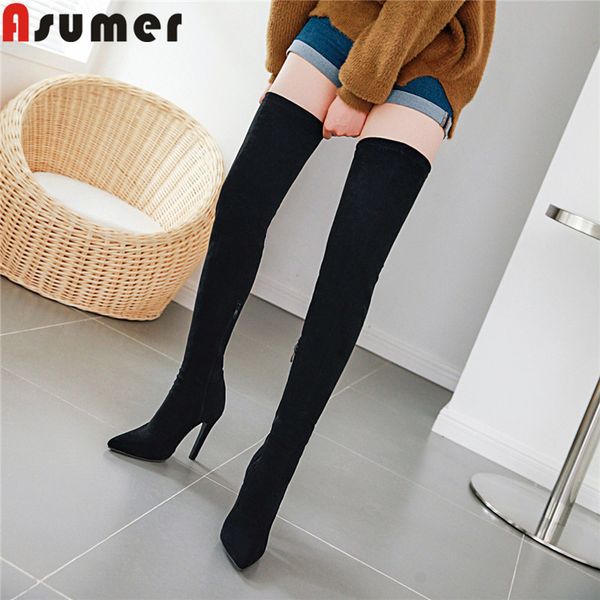 asumer 2020 new over the knee boots women pointed toe zip thin high heels shoes women boots slim thigh high stretch boots t200425, Black
asumer 2020 new over the knee boots women pointed toe zip thin high heels shoes women boots slim thigh high stretch boots t200425, Black
