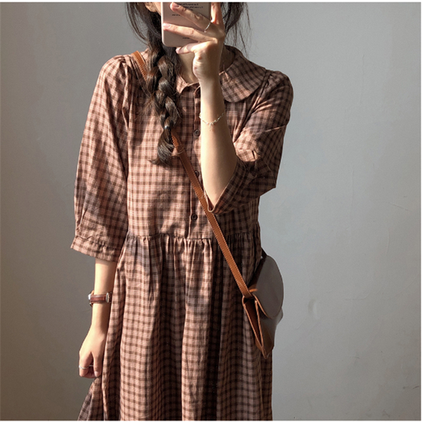 s xl plus size new spring dress girls boho cotton female vintage dress plaid print long sleeve women dresses long robe vestido, Black;gray
s xl plus size new spring dress girls boho cotton female vintage dress plaid print long sleeve women dresses long robe vestido, Black;gray