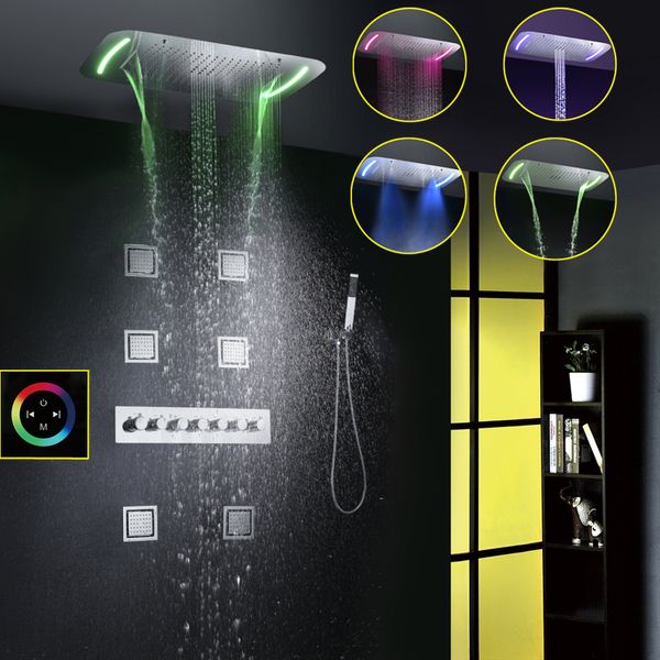 bathroom rain shower faucet set waterfall bath mixer shower touch panel ceiling led shower head thermostatic bath system
bathroom rain shower faucet set waterfall bath mixer shower touch panel ceiling led shower head thermostatic bath system