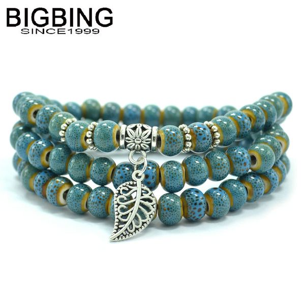 bigbing jewelry fashion layered wrap blue ceramic beads leaf charm bracelet handmade bracelet women jewelry a083, Black
bigbing jewelry fashion layered wrap blue ceramic beads leaf charm bracelet handmade bracelet women jewelry a083, Black