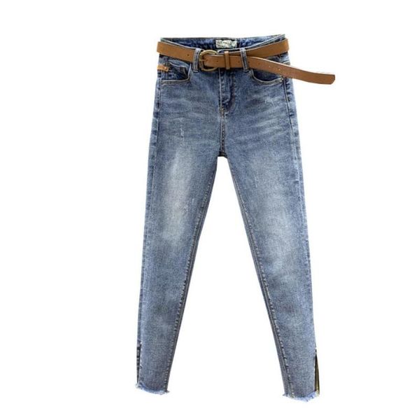 women's jeans european style 2021 spring stretch high waist pencil pants female split fur edge skinny feet nine points q611, Blue
women's jeans european style 2021 spring stretch high waist pencil pants female split fur edge skinny feet nine points q611, Blue