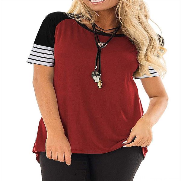 2019 women's round collar color matching stripe stitching short sleeve 2019 women's round collar t-shirt color matching stripe sti, White
2019 women's round collar color matching stripe stitching short sleeve 2019 women's round collar t-shirt color matching stripe sti, White