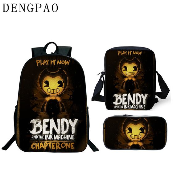 

dengpao bendy и the ink machine школьные рюкзаки модный рюкзак для ноутбука для подростков мальчики девочки детские ранцы