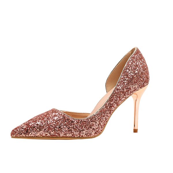 show thin side cut-outs dress shoes women pump fashion sequined cloth shallow women's high heels shoes pointed toe, Black
show thin side cut-outs dress shoes women pump fashion sequined cloth shallow women's high heels shoes pointed toe, Black