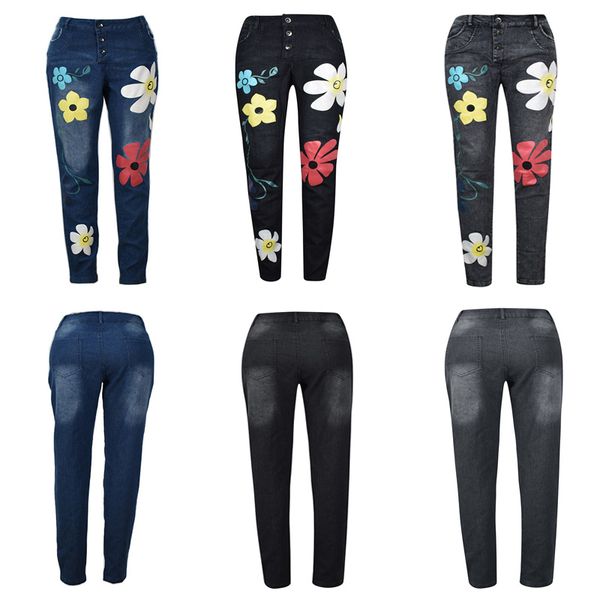 women's autumn fashion print flowers elastic buttocks loose denim casual jeans high waist buttons fashionable comfortable, Blue
women's autumn fashion print flowers elastic buttocks loose denim casual jeans high waist buttons fashionable comfortable, Blue