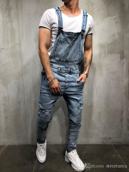 2020 fashion europe and america jeans jumpsuits overalls street distressed hole denim bib overalls for man suspender pants size -3xl, Blue 
2020 fashion europe and america jeans jumpsuits overalls street distressed hole denim bib overalls for man suspender pants size -3xl, Blue