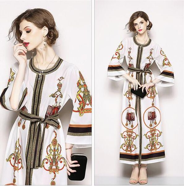 ethnic style printed large trumpet sleeves with long skirt a-line street style dresses ankle-length 3/4 sleeve, Black;pink
ethnic style printed large trumpet sleeves with long skirt a-line street style dresses ankle-length 3/4 sleeve, Black;pink