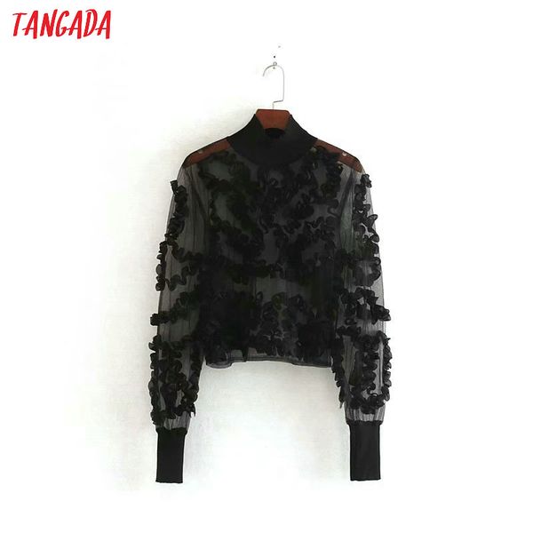 tangada women embroidery black mesh blouse transparent long sleeve turtleneck female shirts stylish ladies ce138, White
tangada women embroidery black mesh blouse transparent long sleeve turtleneck female shirts stylish ladies ce138, White