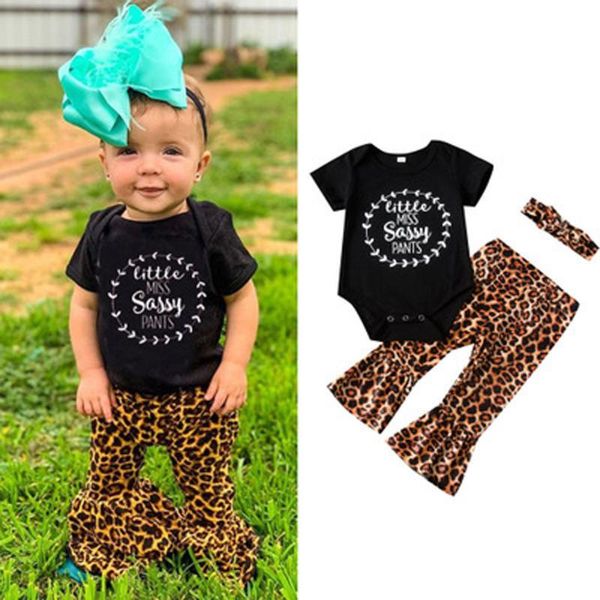 3pcs toddler kids baby girls clothes short sleeve letter print romper leopard flared pants headband outfits set meisjes kleding, White
3pcs toddler kids baby girls clothes short sleeve letter print romper leopard flared pants headband outfits set meisjes kleding, White