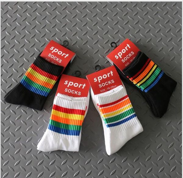 men's socks pure cotton towel bottom sweat absorption breathable rainbow stripes in the barrel of men's sports tidehose, Black
men's socks pure cotton towel bottom sweat absorption breathable rainbow stripes in the barrel of men's sports tidehose, Black