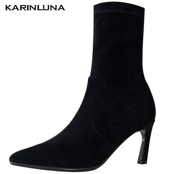 karin 2019 kid suede fashion woman shoes thin high heels sock boots women ankle boots female, Black
karin 2019 kid suede fashion woman shoes thin high heels sock boots women ankle boots female, Black