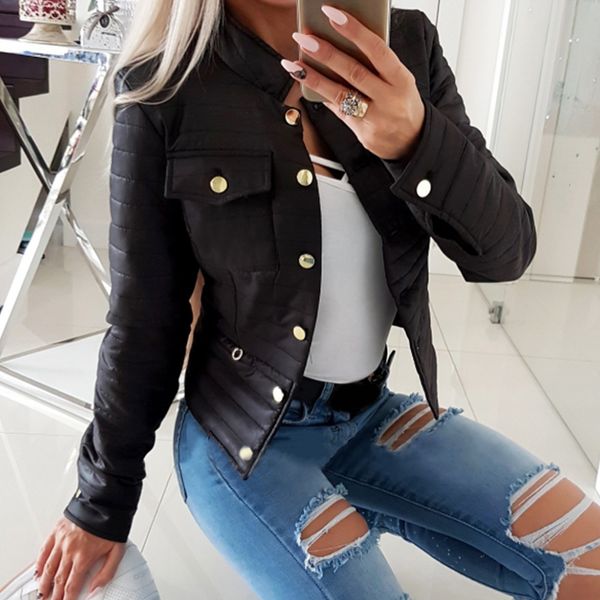 coat women 2019 autumn slim fit cropped jackets ladies button stand collar outwear women winter warm overcoat chaqueta mujer d30, Black
coat women 2019 autumn slim fit cropped jackets ladies button stand collar outwear women winter warm overcoat chaqueta mujer d30, Black