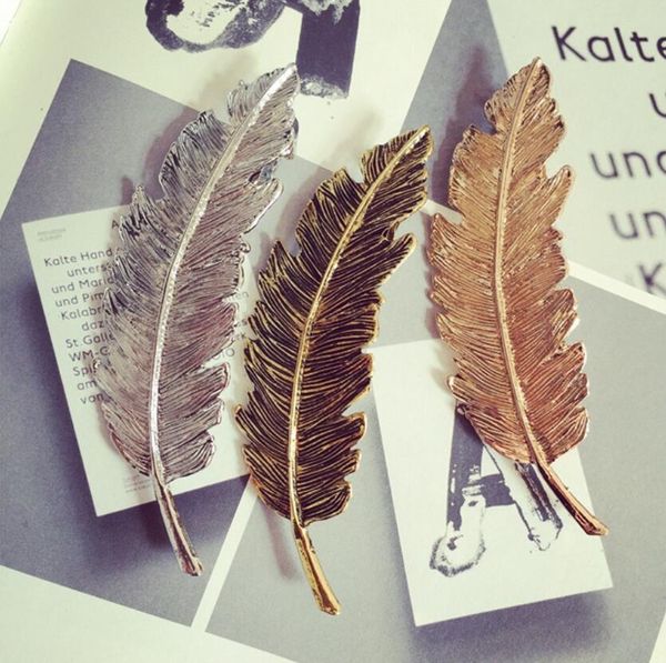 leaf feather design punk women girl hair clip pin claw barrettes for women wedding party gift hair styling tools ornament accessories, Golden;silver
leaf feather design punk women girl hair clip pin claw barrettes for women wedding party gift hair styling tools ornament accessories, Golden;silver