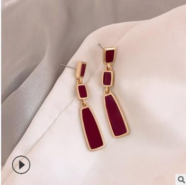 925 silver needle geometry square earrings with europe and the united states to restore ancient ways eardrop niche wine red french romantic, White
925 silver needle geometry square earrings with europe and the united states to restore ancient ways eardrop niche wine red french romantic, White