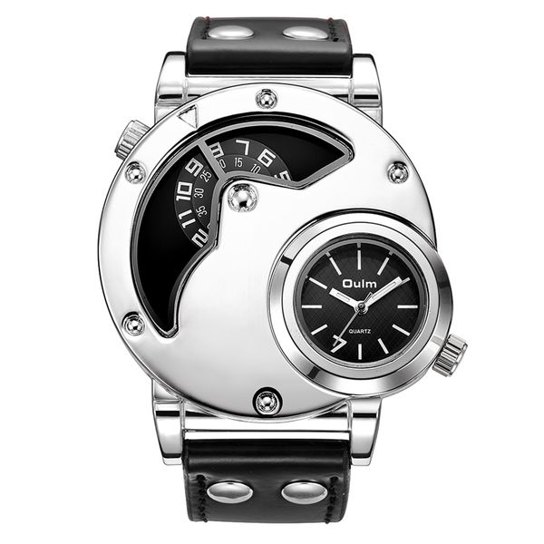 oulm new arrive unique design male quartz watch two time zone sports men's watches pu leather casual men wristwatch, Slivery;brown
oulm new arrive unique design male quartz watch two time zone sports men's watches pu leather casual men wristwatch, Slivery;brown