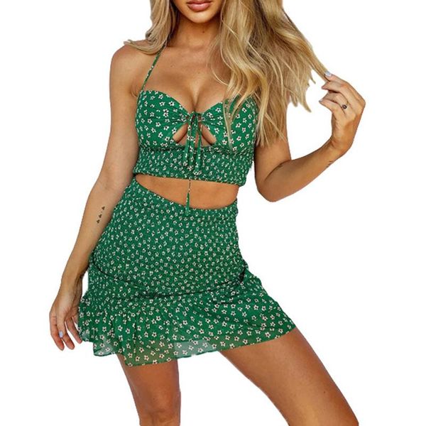 new fashion women ladies summer casual halter skirt suit floral exposed navel lace camisole and pleated skinny midi skirt, White
new fashion women ladies summer casual halter skirt suit floral exposed navel lace camisole and pleated skinny midi skirt, White