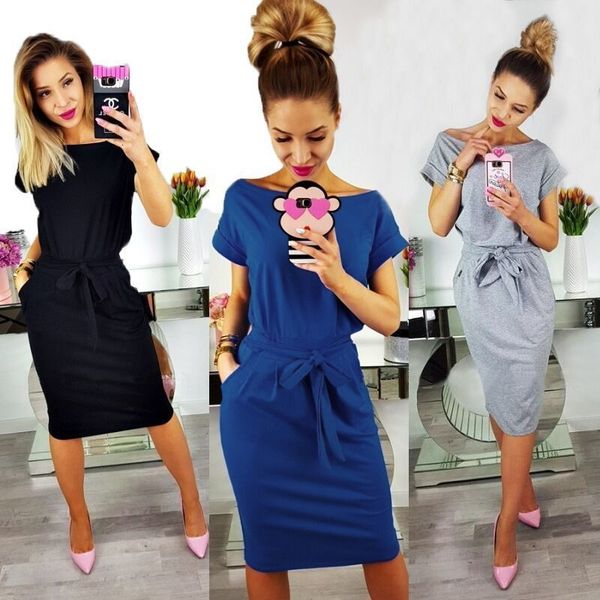 womens dresses women clothes size plus summer women dress fashion o neck short sleeve lace up dress slim lady dress vestidos, Black;gray
womens dresses women clothes size plus summer women dress fashion o neck short sleeve lace up dress slim lady dress vestidos, Black;gray