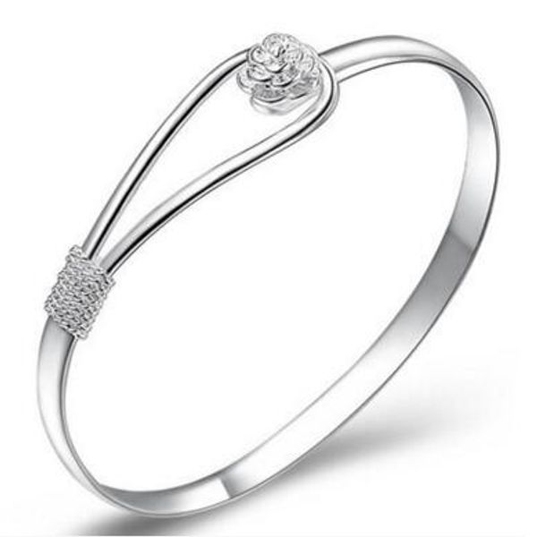 charm bangle bracelets 925 sterling silver rose flower cuff fashion bangle for women jewelry, Black
charm bangle bracelets 925 sterling silver rose flower cuff fashion bangle for women jewelry, Black