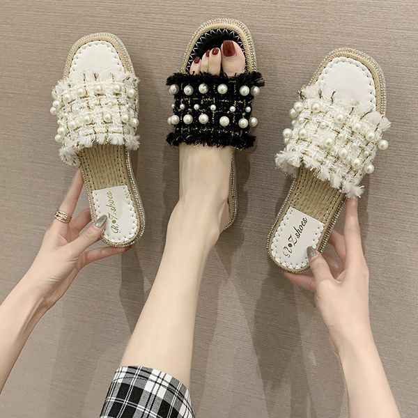 shoes string bead woman's slippers slides shose women 2020 flat soft cotton fabric pu rome basic fashion tpr, Black
shoes string bead woman's slippers slides shose women 2020 flat soft cotton fabric pu rome basic fashion tpr, Black