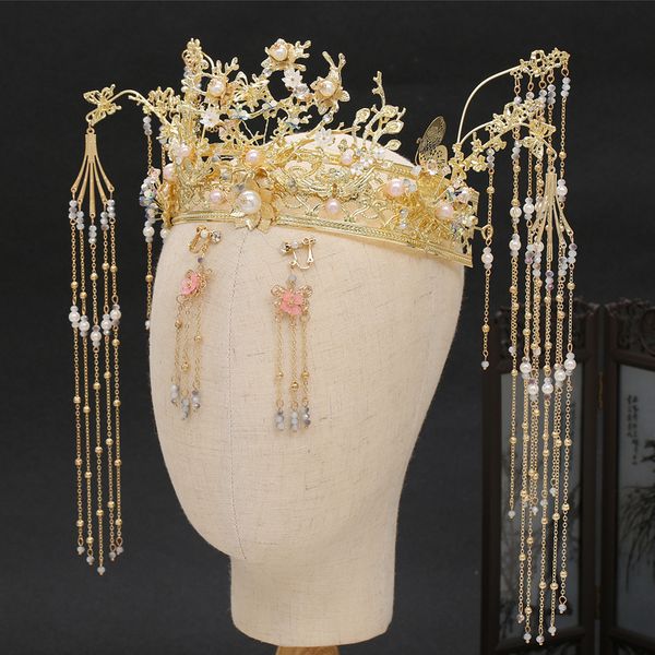 2019 new bridal xiu headwear atmospheric coronet fringe wedding costume vintage women's tiara, Golden;white
2019 new bridal xiu headwear atmospheric coronet fringe wedding costume vintage women's tiara, Golden;white