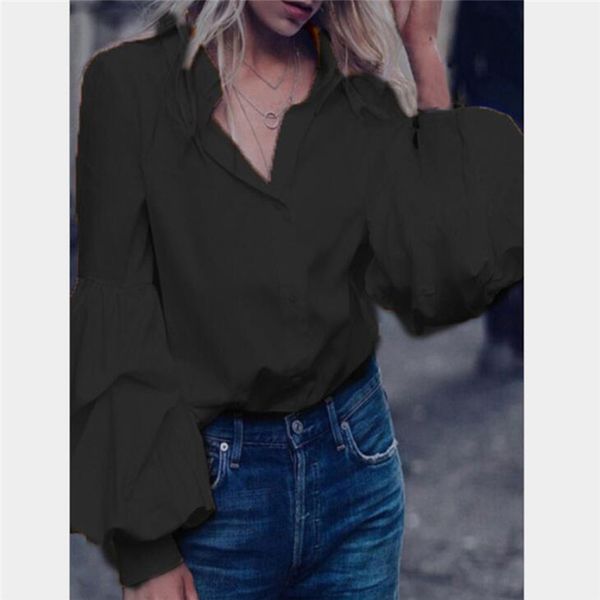 we women casual shirt blouse solid black long sleeve camisas mujer streetwear ladies turn down collar shirt, White
we women casual shirt blouse solid black long sleeve camisas mujer streetwear ladies turn down collar shirt, White