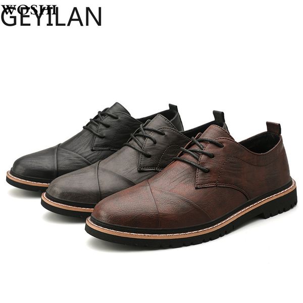 men oxford dress shoes work safety shoes shiny male casual lace up for work male footwear men fashion, Black