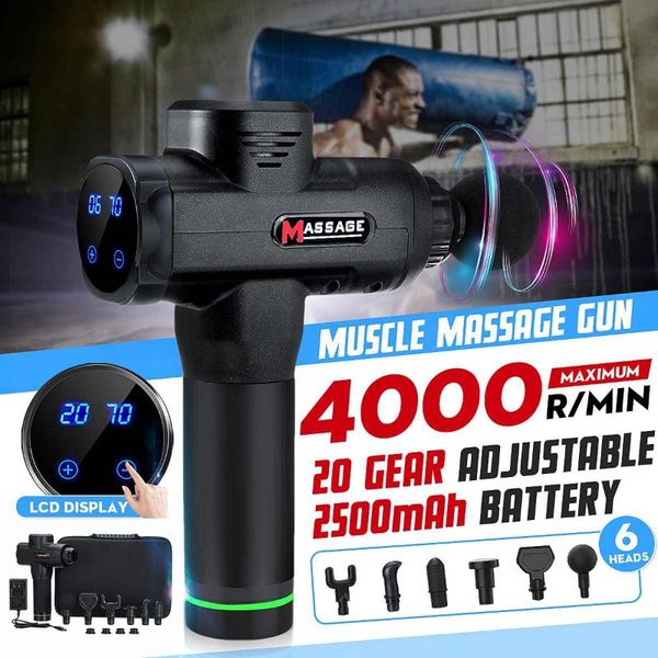 20 gears 4000r/min therapy massage gun muscle massager pain sport massage machine relax body slimming relief 6 heads lcd display
20 gears 4000r/min therapy massage gun muscle massager pain sport massage machine relax body slimming relief 6 heads lcd display