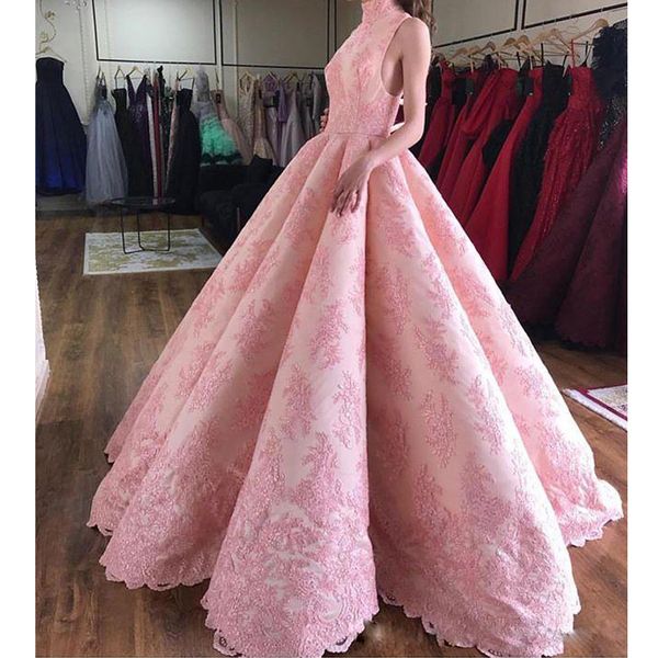 pink ball gown ruffles prom dresses high neck full lace appliques celebrity gown floor length quinceanera dresses, Black
pink ball gown ruffles prom dresses high neck full lace appliques celebrity gown floor length quinceanera dresses, Black