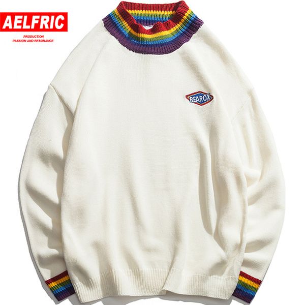 fashion patch design knitwear rainbow collar casual sweaters men sweater harajuku white knit couple streetwear 8859, White;black
fashion patch design knitwear rainbow collar casual sweaters men sweater harajuku white knit couple streetwear 8859, White;black