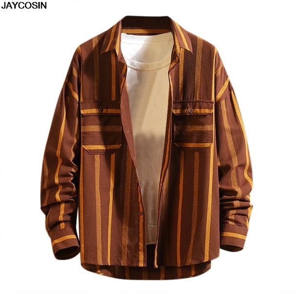 klv men jacket casual autumn&winter casual stripe long sleeve plaid shirt outwear coat chaqueta hombre streetwear denim 9911, Black;brown
klv men jacket casual autumn&winter casual stripe long sleeve plaid shirt outwear coat chaqueta hombre streetwear denim 9911, Black;brown