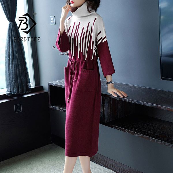 2019 women's winter knitted sweater long dresses pockets pullovers turtleneck elastic waist geometric casual s93109z, White;black
2019 women's winter knitted sweater long dresses pockets pullovers turtleneck elastic waist geometric casual s93109z, White;black