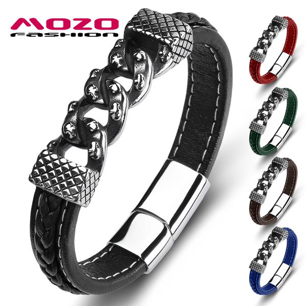mozo fashion trendy men bracelet genuine leather stainless steel charm bracelet women jewelry bracelets black, White
mozo fashion trendy men bracelet genuine leather stainless steel charm bracelet women jewelry bracelets black, White