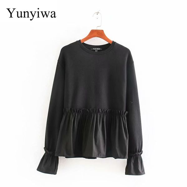 2019 new women fashion basic o neck agaric lace hem ruffles patchwork sweatershirts ladies long sleeve leisure hoodies, Black
2019 new women fashion basic o neck agaric lace hem ruffles patchwork sweatershirts ladies long sleeve leisure hoodies, Black