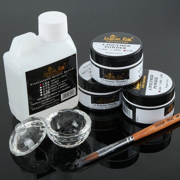 nail art acrylic set 6pcs/set 120 ml acrylic liquid+3 colors acrylic powder+pen+crystal cup ing