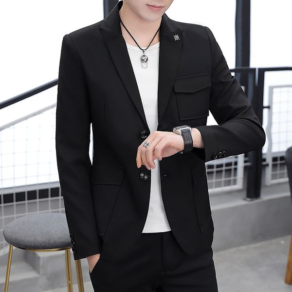 black mens blazers two buttons slim fit suit jackets solid formal casual work outerwear 2019 new trendy handsome blazer men, White;black
black mens blazers two buttons slim fit suit jackets solid formal casual work outerwear 2019 new trendy handsome blazer men, White;black