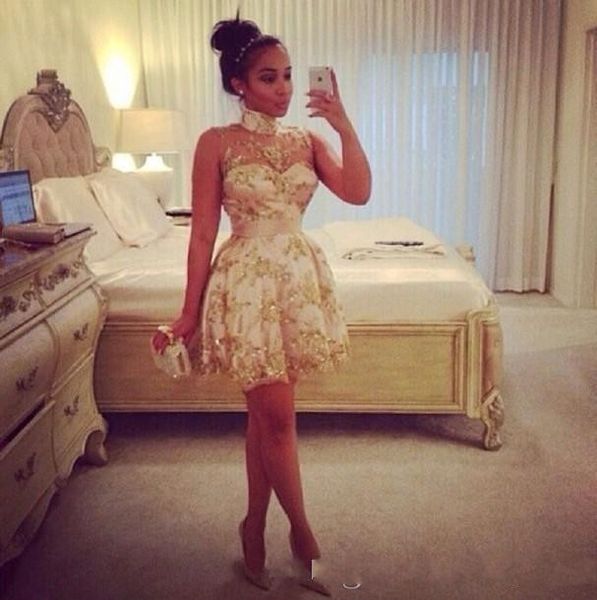 2019 african print tribal fashion cocktail dresses high neck see-through gold sequins lace mini a line short party dress, Black
2019 african print tribal fashion cocktail dresses high neck see-through gold sequins lace mini a line short party dress, Black