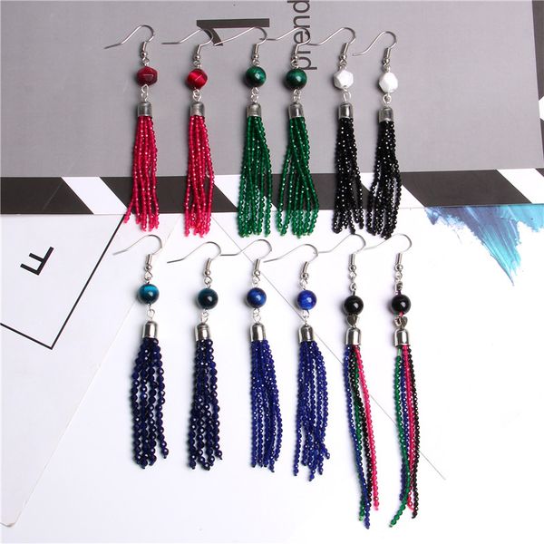 minimalist black spinels micro-faceted bead pendant long earring for women fine jewelry tassel shape handmade drop earrings gift, Silver
minimalist black spinels micro-faceted bead pendant long earring for women fine jewelry tassel shape handmade drop earrings gift, Silver