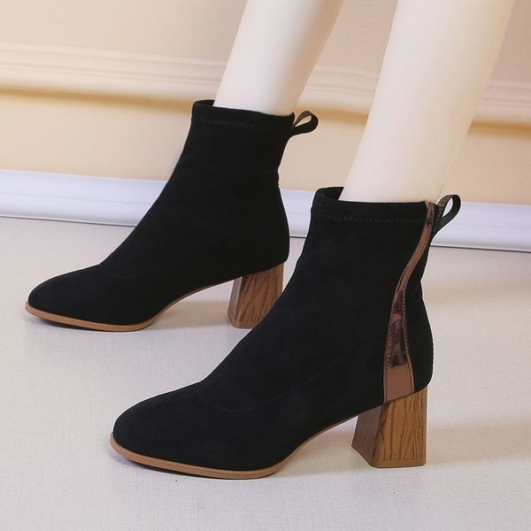 flock winter boots women fashion square heel ankle boots for women slip-on flock socks soft shoes female chaussures femme, Black
flock winter boots women fashion square heel ankle boots for women slip-on flock socks soft shoes female chaussures femme, Black